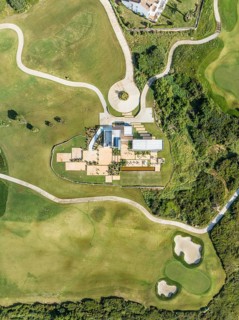 Partial view of the La Hacienda Links Golf Resort. Aerial view. Drone shot. Cádiz province,