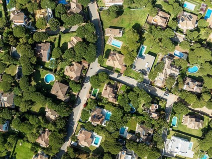 The Roche housing estate. Aerial view. Drone shot. Cádiz province, Andalusia, Spain
