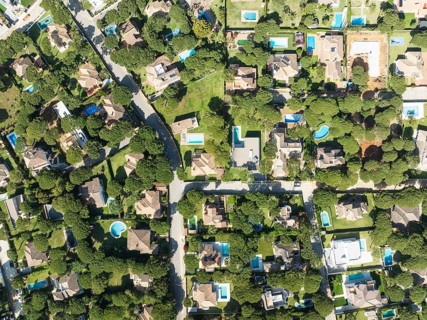 The Roche housing estate. Aerial view. Drone shot. Cádiz province, Andalusia, Spain