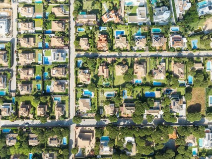 The Roche housing estate. Aerial view. Drone shot. Cádiz province, Andalusia, Spain