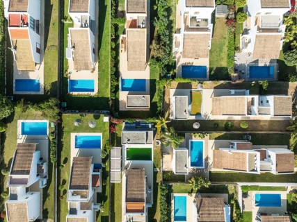 The Roche housing estate. Aerial view. Drone shot. Cádiz province, Andalusia, Spain