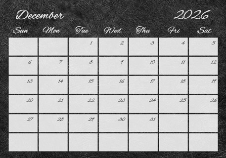 Printable Wall Calendar, December 2026 Retro