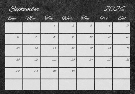 Printable Wall Calendar, September 2026 Retro