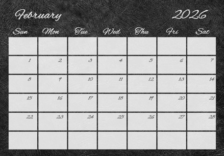Printable Wall Calendar, February 2026 Retro