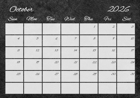 Printable Wall Calendar, October 2026 Retro