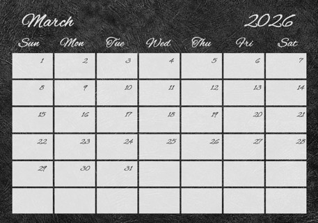 Printable Wall Calendar, March 2026 Retro