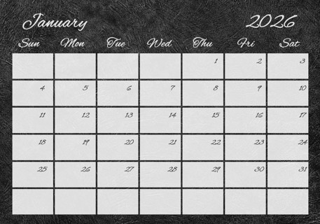 Printable Wall Calendar, January 2026 Retro