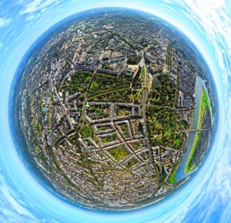 Aerial view, Hofgarten, residential area Kaiserstraße and Jägerhofstraße with Düsseldorfer