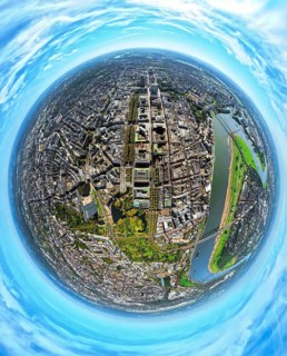 Aerial view, old town and Königsallee with tree avenue, city centre view and commercial buildings,