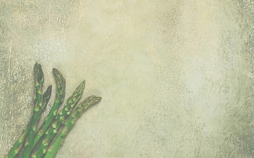 Fresh asparagus, on the table, food background, concept, rustic style, top view, no people
