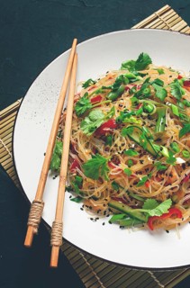Funchosa, Korean salad, with vegetables, homemade, no people