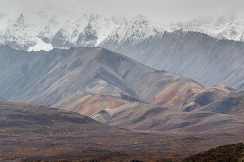Mountain range, Polychrome Range, Denali National Park, Alaska, USA