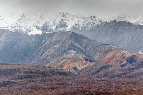 Mountain range, Polychrome Range, Denali National Park, Alaska, USA