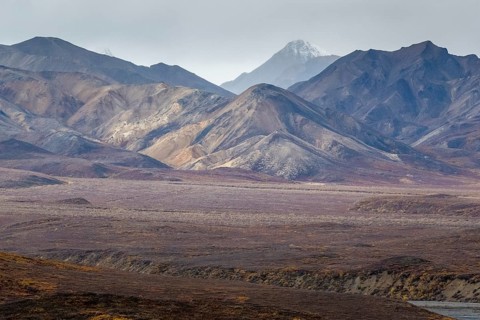 Mountain range, Polychrome Range, Denali National Park, Alaska, USA
