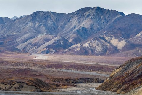 Mountain range, Polychrome Range, Denali National Park, Alaska, USA