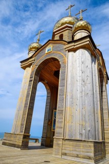 Orthodox chapel on a hill. Tabernacle in the Cossack village of Ataman. Taman, Krasnodar Krai,