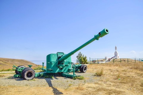 Cannon artillery. Museum of weapons. Veselovka, Russia