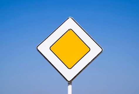 Road signs, the main road. Sign on a blue background. Krasnodar, Russia