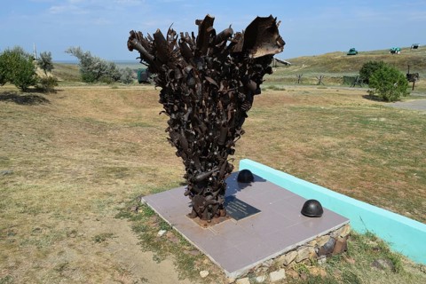 Monument of mines, grenades, bullets and shell fragments. Taman, Krasnodar Krai, Russia