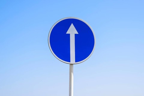 Traffic sign straight ahead. prescriptive sign. Krasnodar, Russia