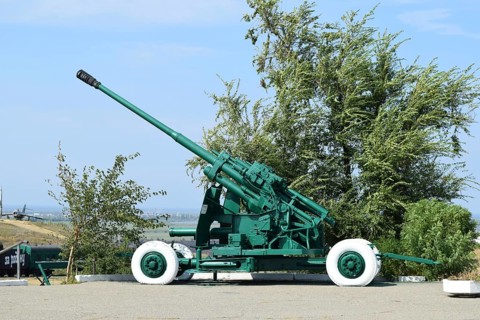 Anti-aircraft guns. Museum of weapons. Taman, Krasnodar Krai, Russia