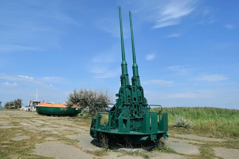 Anti-aircraft guns. Museum of weapons. Taman, Krasnodar Krai, Russia