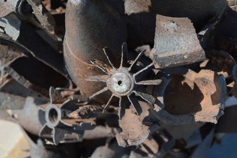 Monument of mines, grenades, bullets and shell fragments. Taman, Krasnodar Krai, Russia