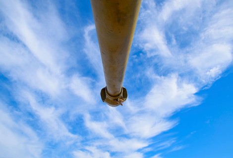 The trunk of the tank is directed to the sky. Taman, Krasnodar Krai, Russia