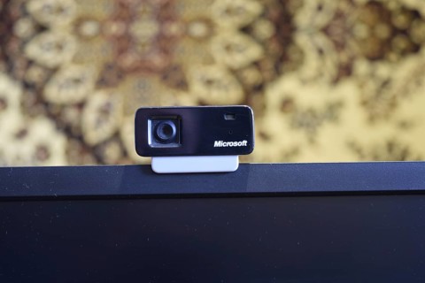 Web camera, attached to the monitor. Atyrau, Kazakhstan