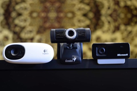 Web camera, attached to the monitor. Atyrau, Kazakhstan