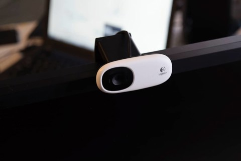 Web camera, attached to the monitor. Atyrau, Kazakhstan