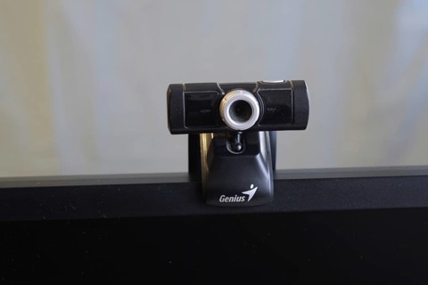 Web camera, attached to the monitor. Atyrau, Kazakhstan
