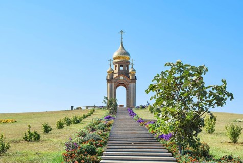 Orthodox chapel on a hill. Tabernacle in the Cossack village of Ataman. TTaman, Krasnodar Krai,