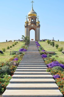 Orthodox chapel on a hill. Tabernacle in the Cossack village of Ataman. Taman, Krasnodar Krai,