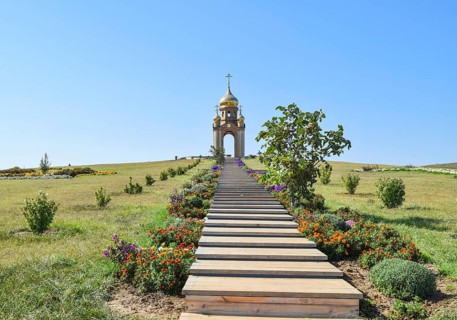 Orthodox chapel on a hill. Tabernacle in the Cossack village of Ataman. Taman, Krasnodar Krai,