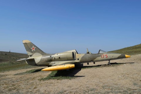 Monument of fighter aircraft near the Cossack village Ataman. Taman, Krasnodar Krai, Russia
