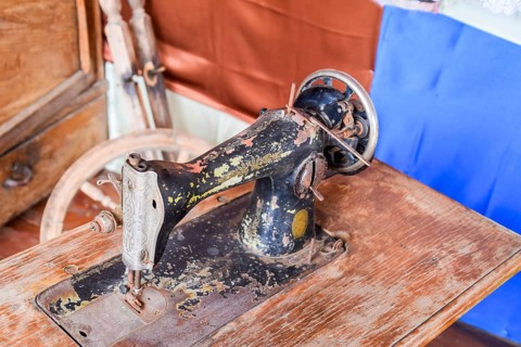 The old manual sewing machine. Taman, Krasnodar Krai, Russia