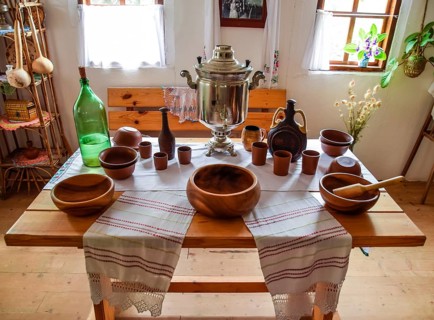 A room for food in an ethnic Cossack dwelling. Taman, Krasnodar Krai, Russia