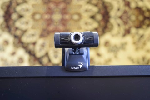 Web camera, attached to the monitor. Atyrau, Kazakhstan