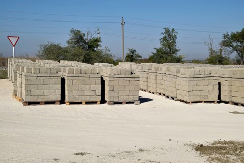 Cinder blocks, which lie in the bays. Atyrau, Kazakhstan