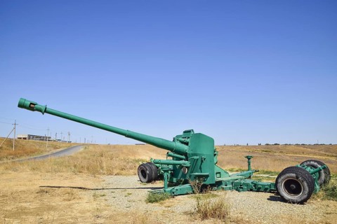 Cannon artillery. Museum of weapons. Veselovka, Russia