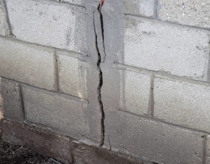 A crack in the concrete wall. Atyrau, Kazakhstan