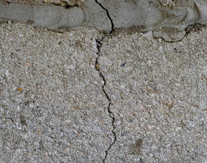 A crack in the concrete wall. Atyrau, Kazakhstan