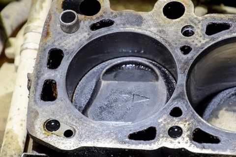 The cylinder block of the four-cylinder engine. Atyrau, Kazakhstan