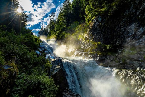 Wild River With Waterfall At Umbalfaelle On Mountain Grossvenediger In Nationalpark Hohe Tauern In