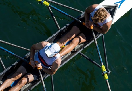 Two Male Rowers In A Double Racing Boat, Austria