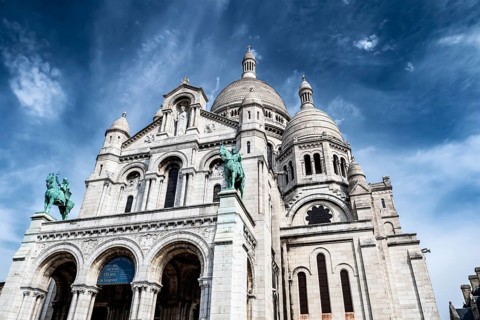 Basilica Sacre Coeur At The Montmartre Hill In Paris, France