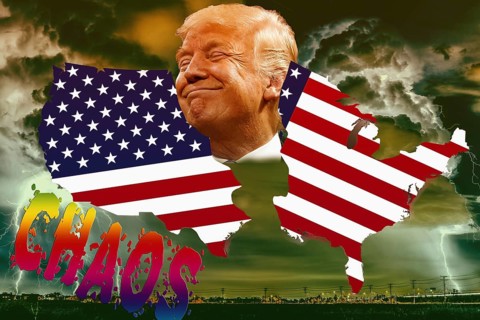 Symbolic image, Trump and divided USA, vendetta, persecution of all opponents, US democracy in