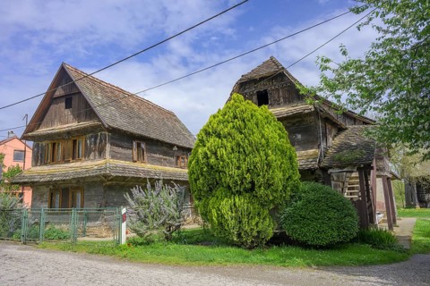 Old wooden houses in Stork Village, Cigoc, Sisak-Moslavina County, Croatia