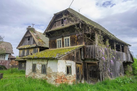 Old dilapidated wooden house, Cigoc, Sisak-Moslavina County, Croatia